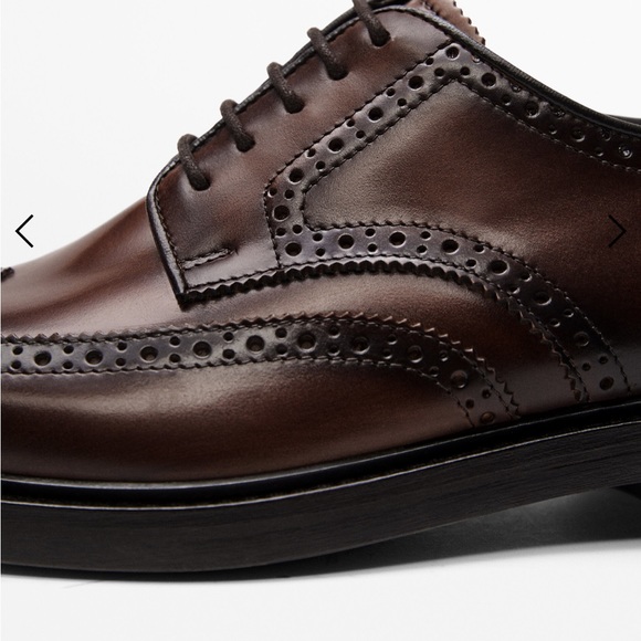 Massimo Dutti NIB Brown Brogue Leather Shoes size Eur 43/ US 10 - Picture 4 of 10